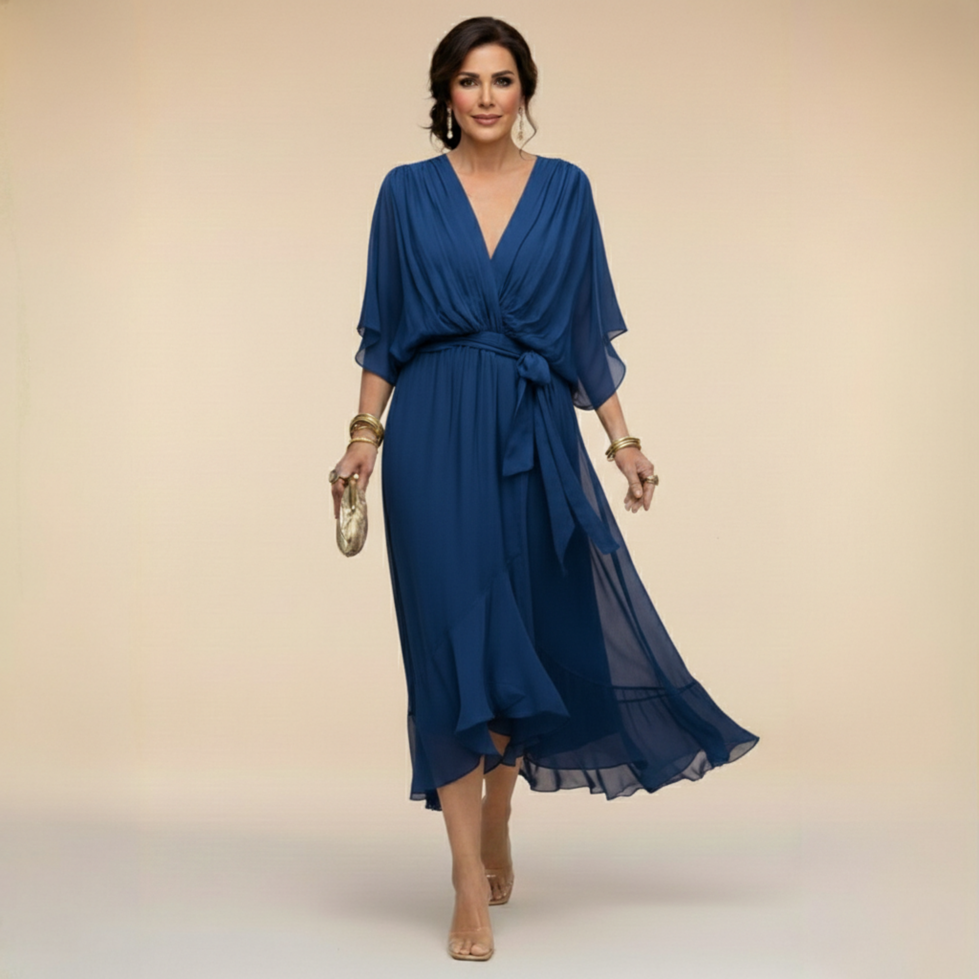 LUCIA™| Vestido de chiffon con escote en v