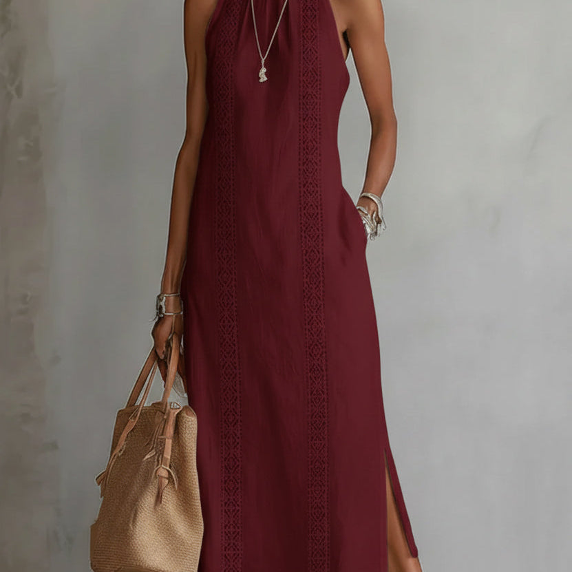 NAYARA™ | Vestido midi de lino con cuello mao