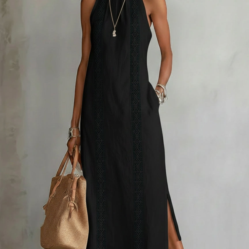 NAYARA™ | Vestido midi de lino con cuello mao